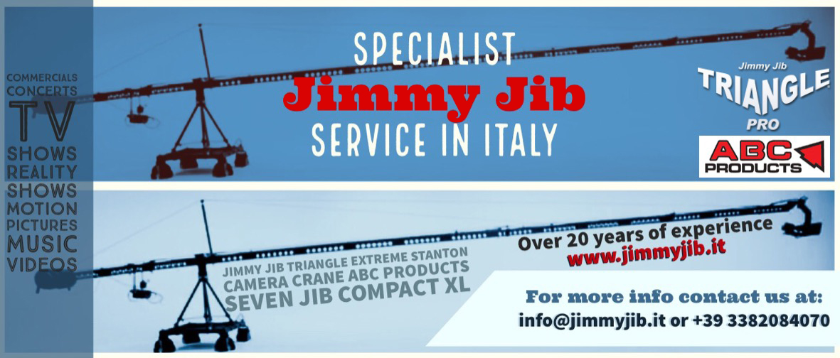 Specialist Jimmy jib in Italia. Rental crane for film and video production.
